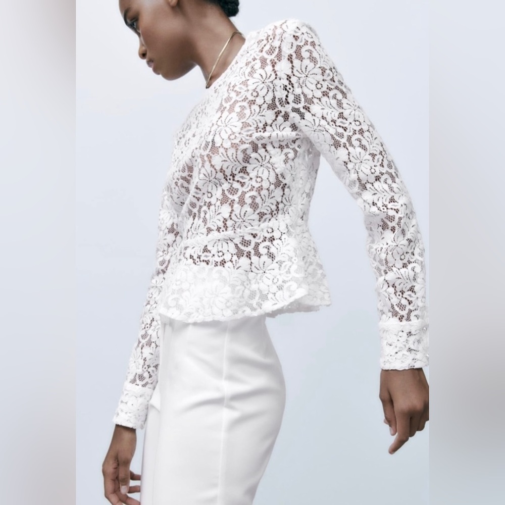 Zara Lace Peplum Blouse